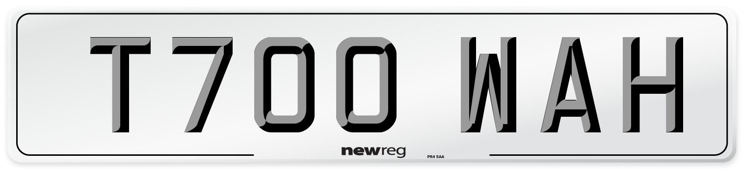 T700 WAH Number Plate from New Reg